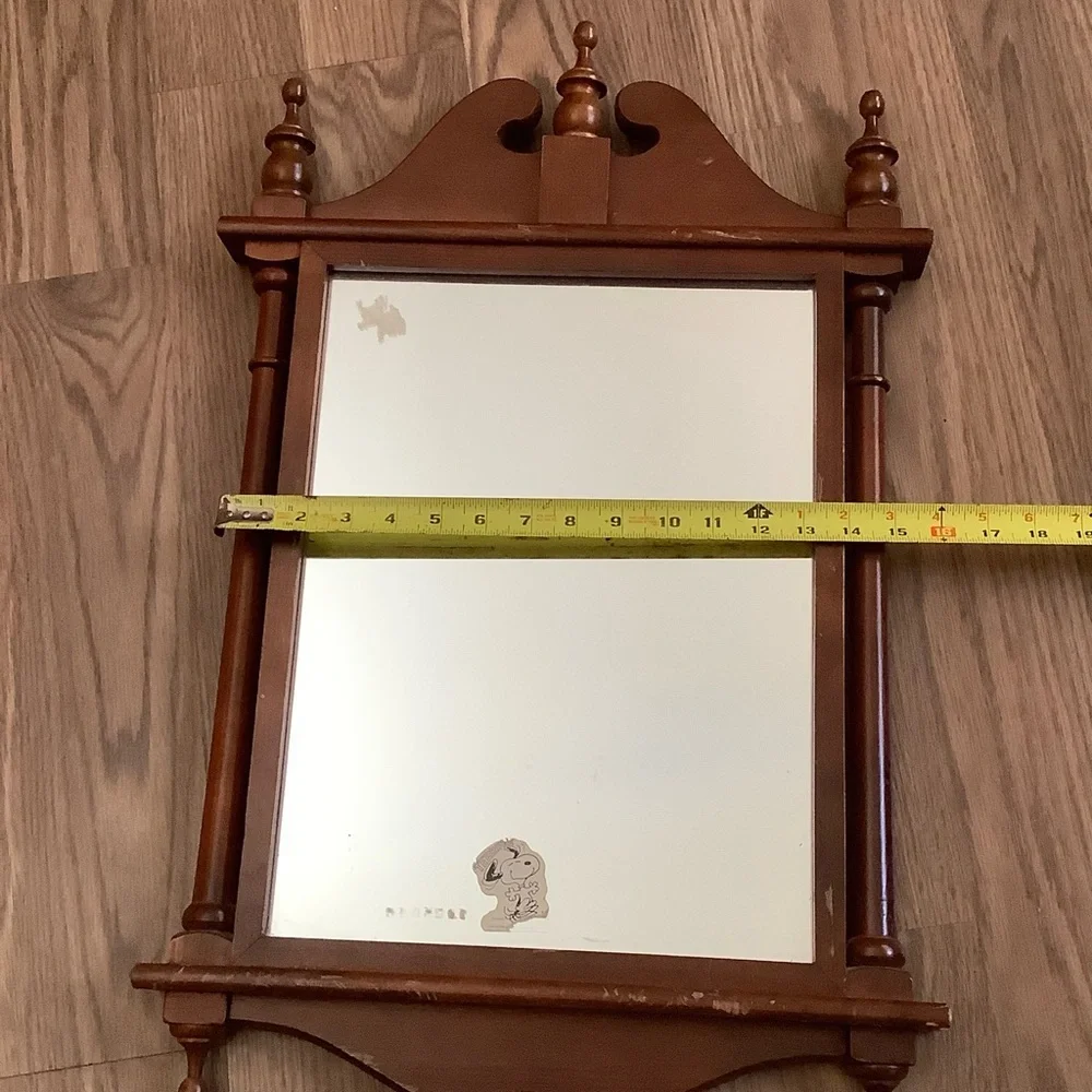 Mid 20th Century Wood Framed Mirror 25” X 15” Wall Hanging